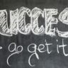 Motivational chalkboard with 'Success - go get it' written in chalk.